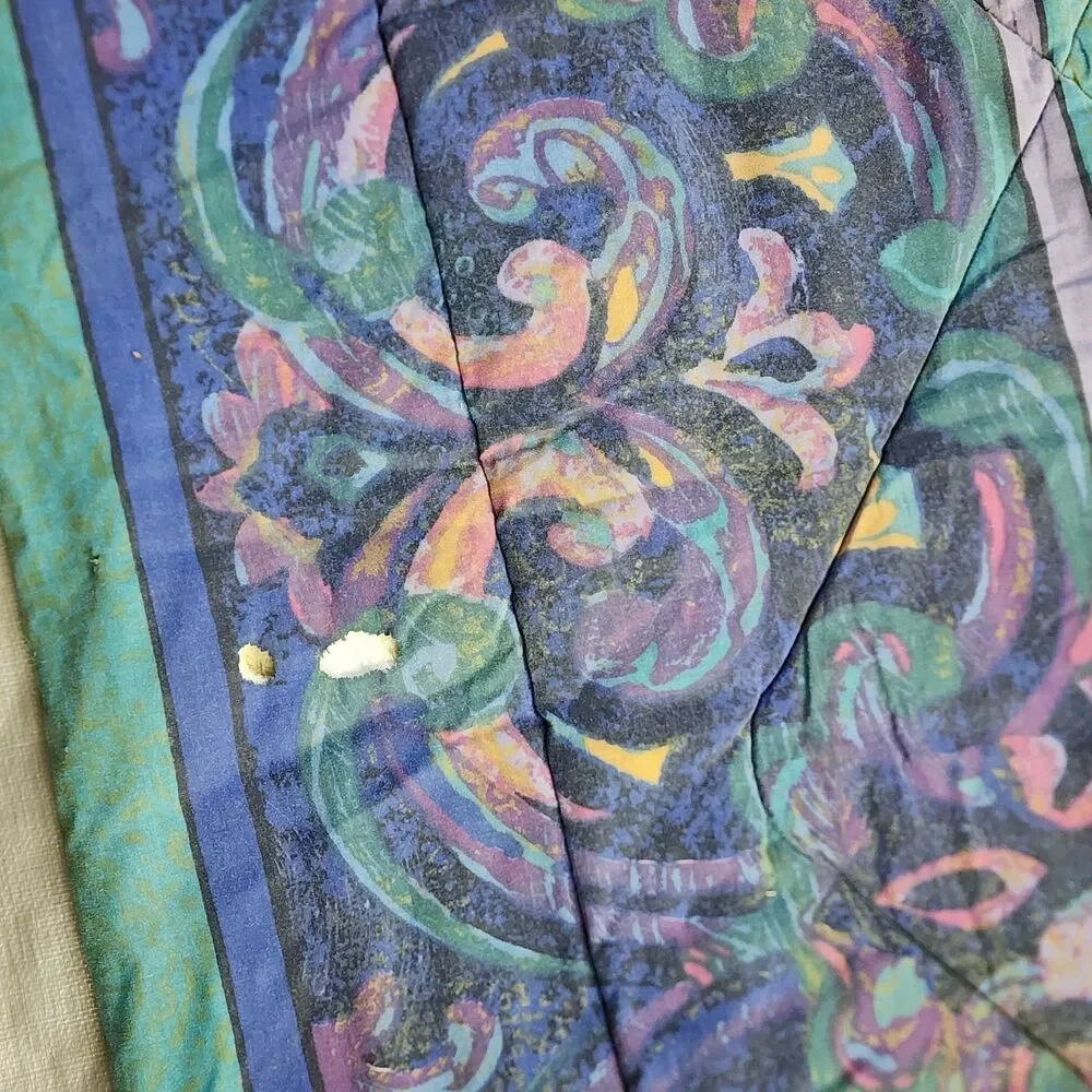 Bill Blass For Springmaid Full Bedspread Vintage 80-90s Marbled Jewel Comforter